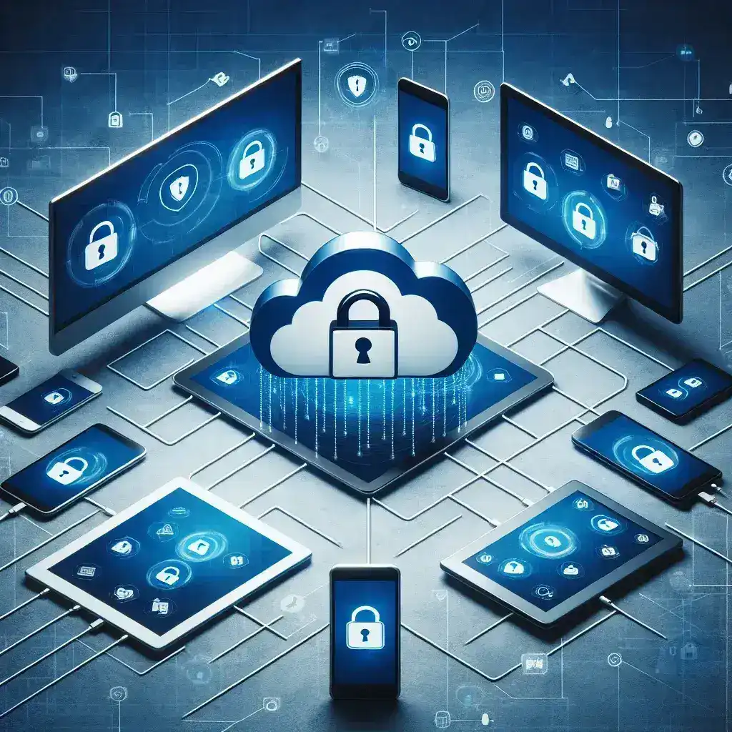 "Image showcasing a user accessing secure cloud clipboard tools on multiple devices, illustrating safe cross-device data sharing for seamless productivity."